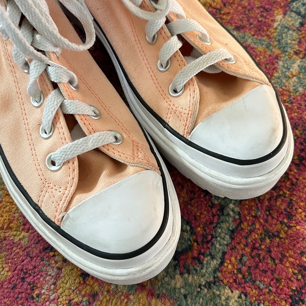 Converse | Women’s Peach All Star Lift Platform Side Zip Hi-Top Sneakers Sz 5.5 - Picture 9 of 16
